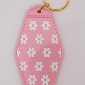 Floral Pink 1970&#39;s Inspired Motel Keychain