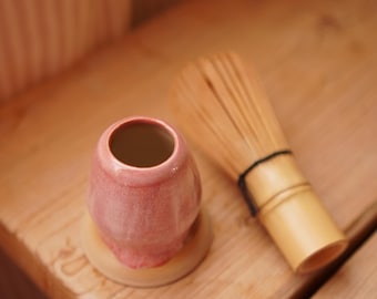 Matchabesenhalter HANDMADE Turmalin ROSA Kusenaoshi Chasen Matcha Matchabesen Steinzeug Keramik