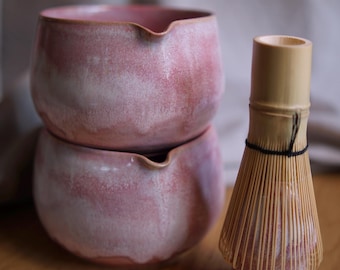 Cuenco para matcha HECHO A MANO Turmalina ROSA MENTA Cuenco de cerámica para matcha Cuenco para té Chawan