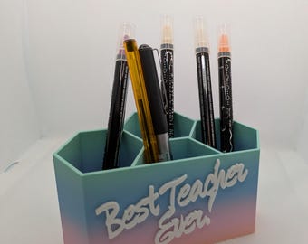 Personalized 3D Printed Pen Holder, Custom Teacher Gift, Desk Organizer