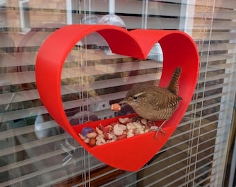 Heart Window Bird Feeder: 3D Printed Suction Cup Design