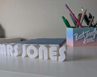 Personalized Bauhaus Font Desk Name Plate: Teacher Appreciation Gift