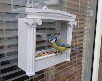 Roman columns novelty window Bird Feeder: 3D Printed Suction Cup Design