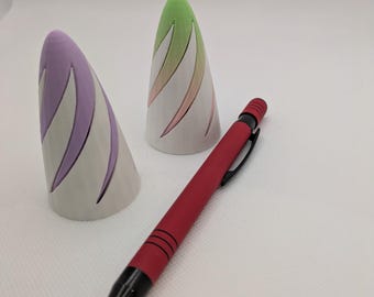 3D Printed Curved Cone Fidget Toy: Pastel Colors, Smooth Movement