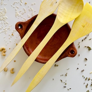 Handcrafted Wooden Utensil Set: Rustic Kitchen Cooking Spoons & Forks