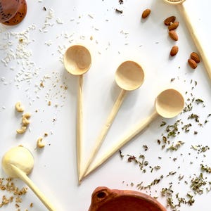 Handmade Wooden Cooking Spoon Set Wood Utensils, Eco-Friendly Kitchen Tools, Rustic Wooden Serving Spoons, Artisan Hand-Carved Wooden Spoons