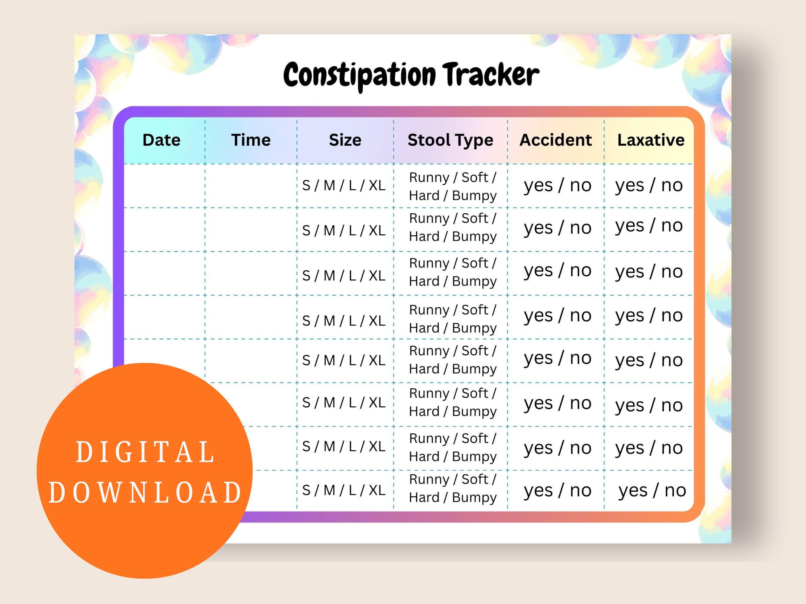 Constipation Tracker Printable | Bowel Movement Log | Digestive Tracker ...