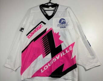 Vintage Keybec Hockey Jersey Sharks Chur Louisville #22 Pendecho 90s Mesh Size L