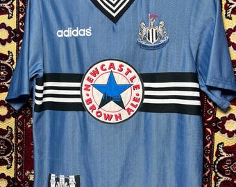 Newcastle United 1995/96 Away Retro Football Shirt Adidas Brown Ale Vintage Size XS