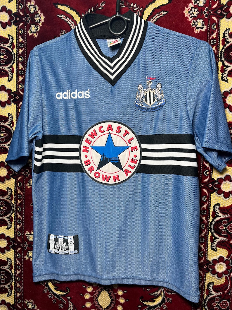 Newcastle United 1995/96 Away Retro Football Shirt Adidas Brown Ale Vintage Size XS image 1