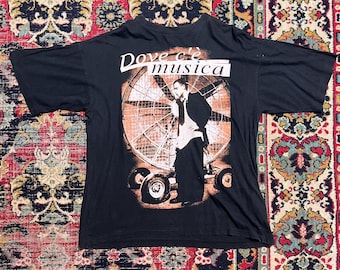 Eros Ramazzotti 1996 Dove C'e Musica Tour T-Shirt Vintage Italian Pop Size XL