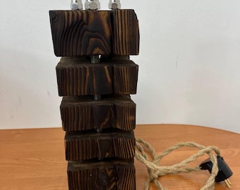 Handmade Rustic Wooden Table Lamp Loft