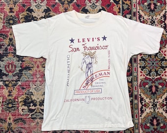 Camiseta vintage de los años 90 Levi's San Francisco Saddleman, estilo vaquero, fabricada en EE. UU., talla