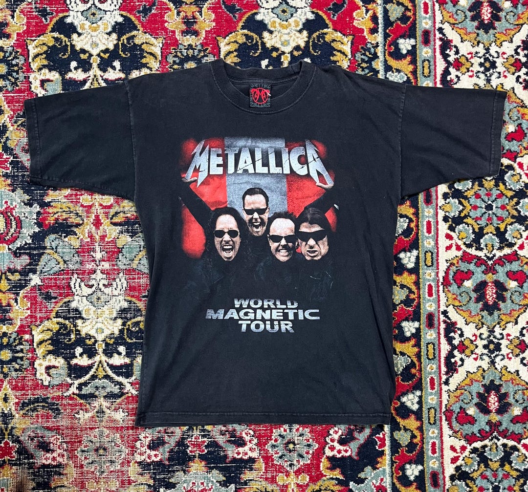 Metallica World Magnetic Tour T-shirt Black Heavy Metal-band Tee