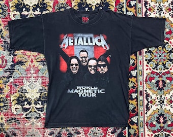 Metallica World Magnetic Tour T-Shirt Black Heavy Metal-Band Tee Men's Size S