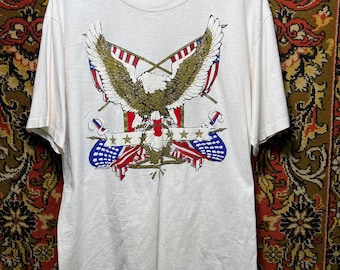 Diamond Dust Eagle Usa Flag Graphic T Shirt Vintage 1996 Mens Size L