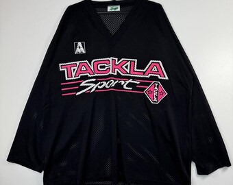Vintage TACKLA Sport Jersey Black Pink Hockey Style Made in Italy Size XL