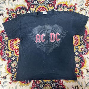 Ac/Dc black ice tour t-shirt  band tee vintage style Size L