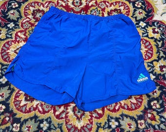 Pantalones cortos Adidas Equipment vintage, azules, ligeros, estilo deportivo de los 90, talla L