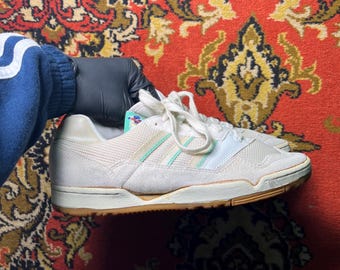 Vintage 90s Adidas Tennis Sneakers, White Retro Low Top EU 40