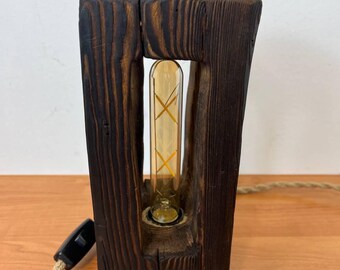 Handmade Rustic Wooden Table Lamp Loft Style