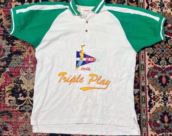 Vintage Coca-Cola “Triple Play” Polo Shirt Size L