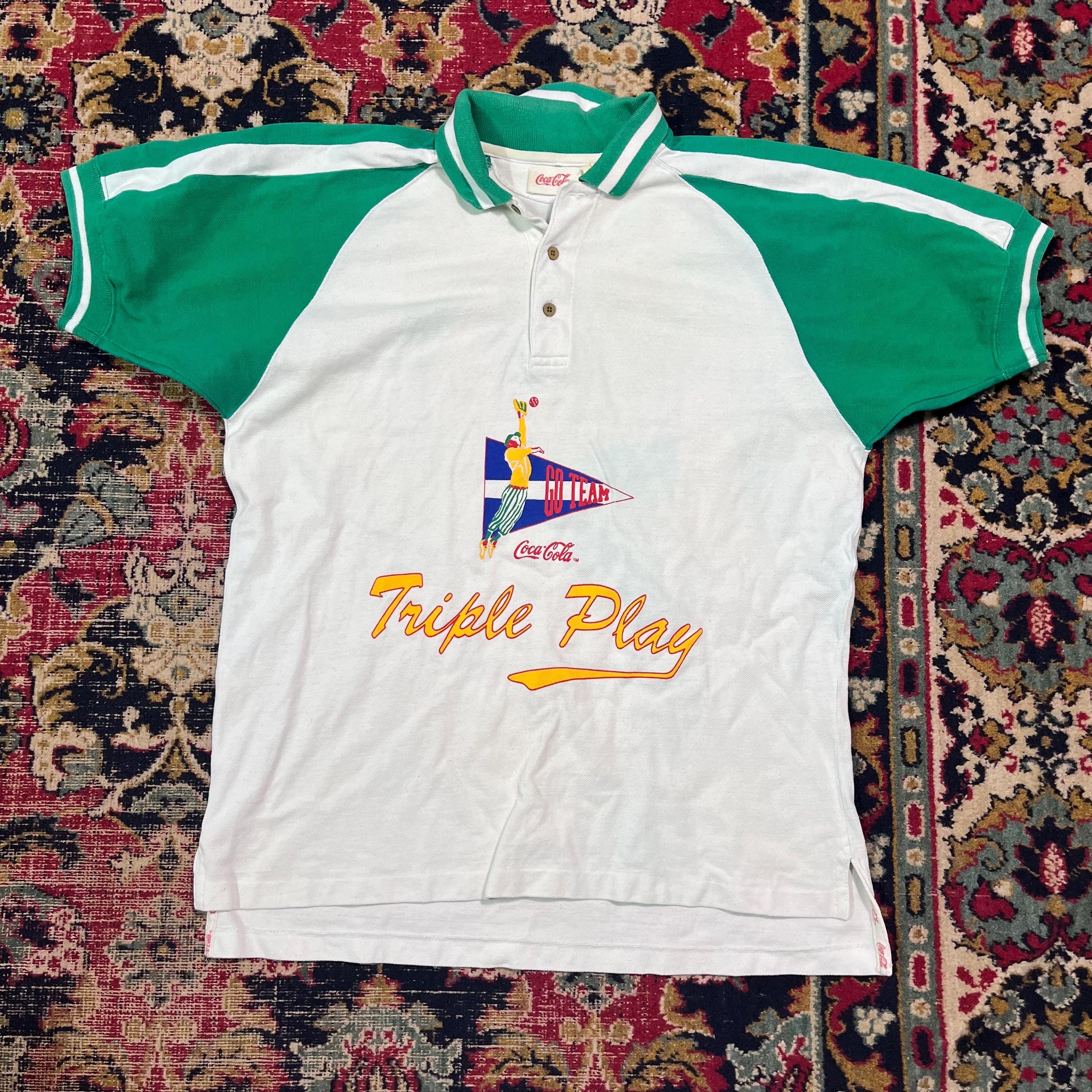 Vintage Coca-cola “triple Play” Polo Shirt Size L - Etsy