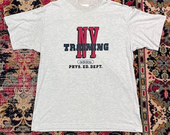 Camiseta de entrenamiento vintage Adidas NY de los años 90, talla universitaria, talla L