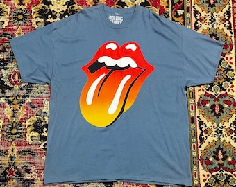 Rolling Stones Tongue Logo Graphic T-Shirt Blue Size XXL