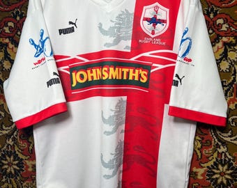 Vintage Puma England Rugby League Jersey John Smith’s Sponsor Mens Size L
