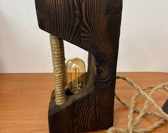 Handmade Rustic Wooden Table Lamp Loft