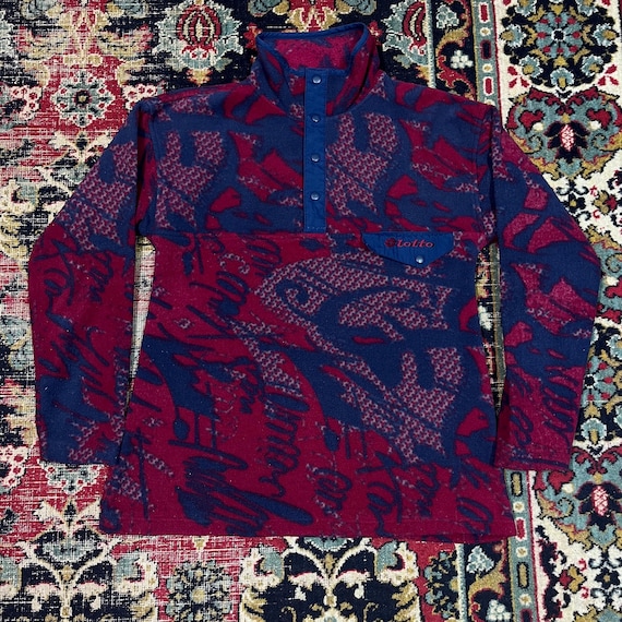 Lotto, Vintage Lotto Boris Becker Fleece Pullover – Abstract Print Size M