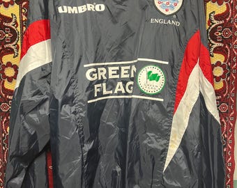 Vintage England Green Flag Jacket 90's Umbro Football Windbreaker