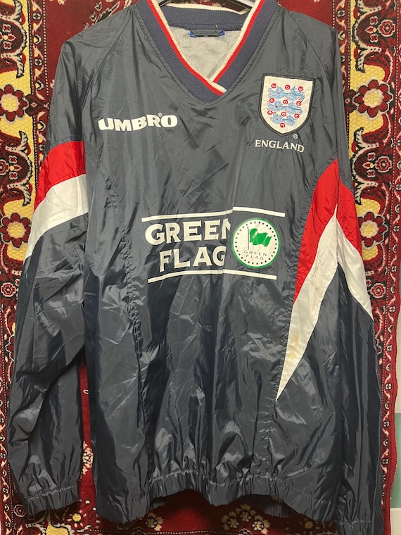 Umbro England Green Flag Windbreaker 90s Shell Jacket Grey Red