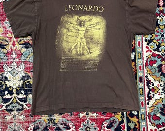 Camiseta vintage de Leonardo da Vinci, Hombre de Vitruvio, talla L