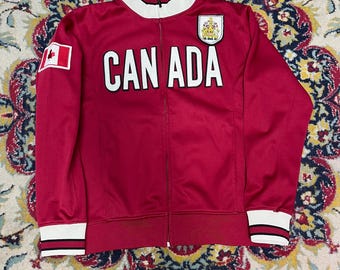 Chaqueta deportiva Canada Full Zip Track Jacket Red Maple Leaf Vintage Style Talla L
