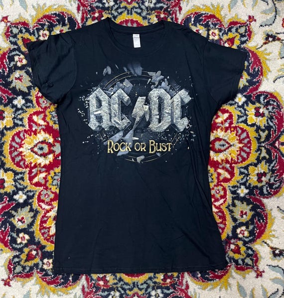 AC/DC Rock or Bust T-shirt Ladies Band Tee Vintage Style Woman