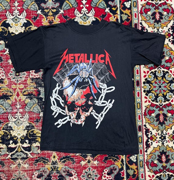 Metallica Spider Skull Graphic T-shirt Black Heavy Metal Band Tee