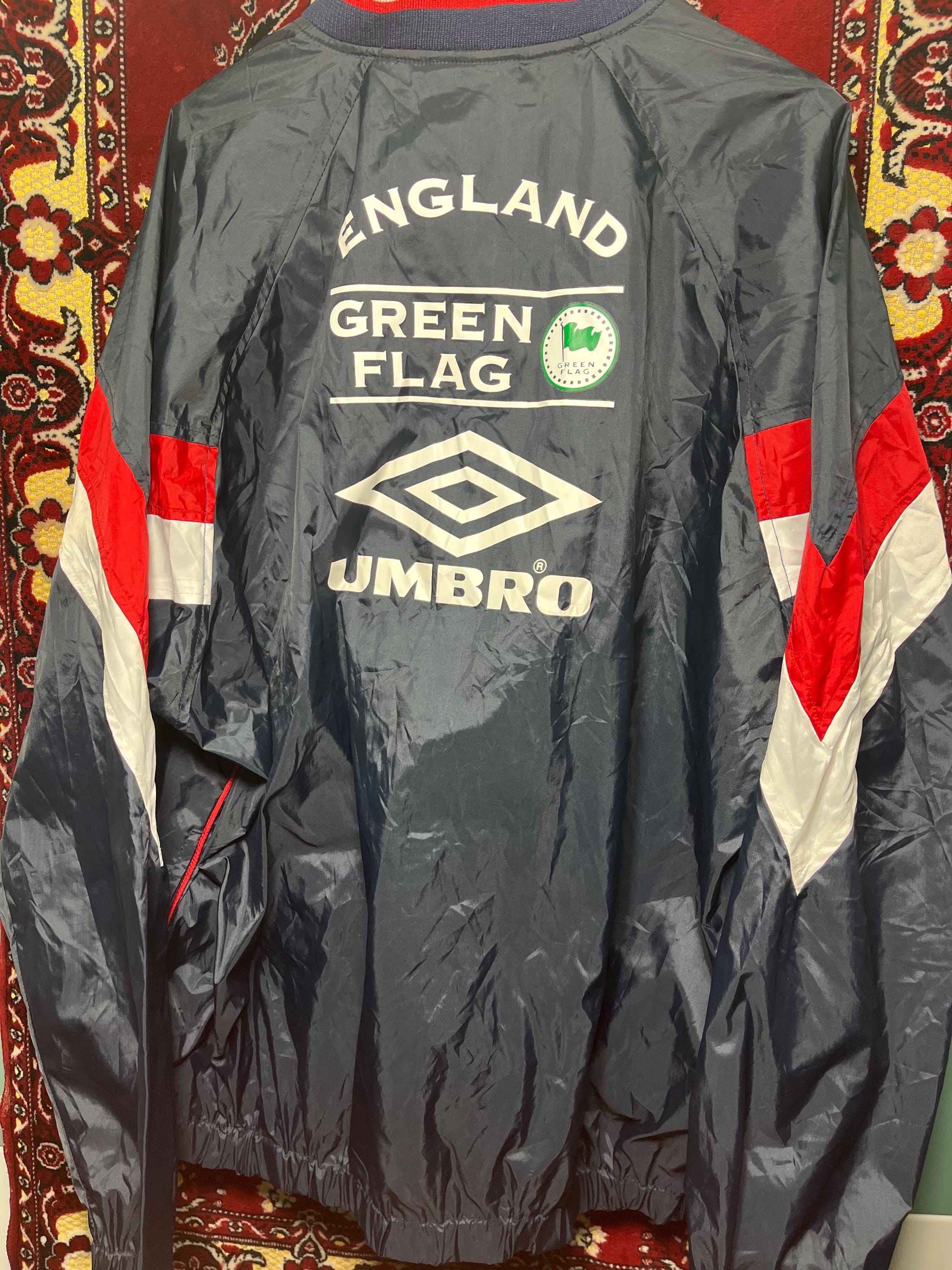 Umbro England Green Flag Windbreaker 90s Shell Jacket Grey Red