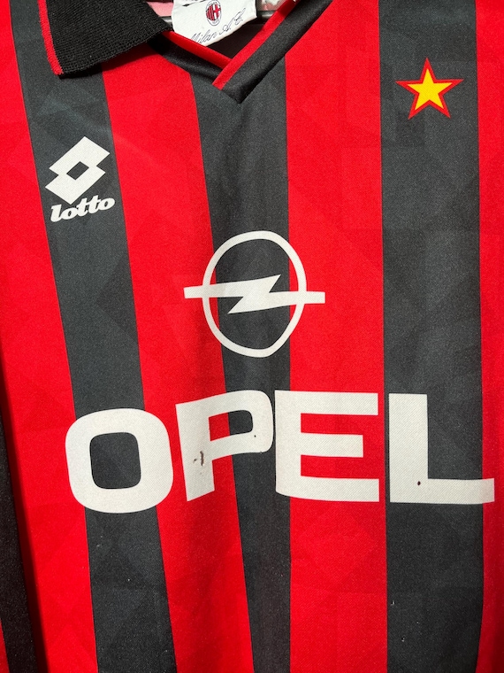 Vintage AC Milan Home Jersey, Lotto Opel Football Shirt Size L - Etsy