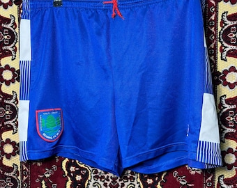 Pantalón corto de fútbol Mizuno vintage de los años 90 del Reading FC, azul, 38", fabricado en el Reino Unido