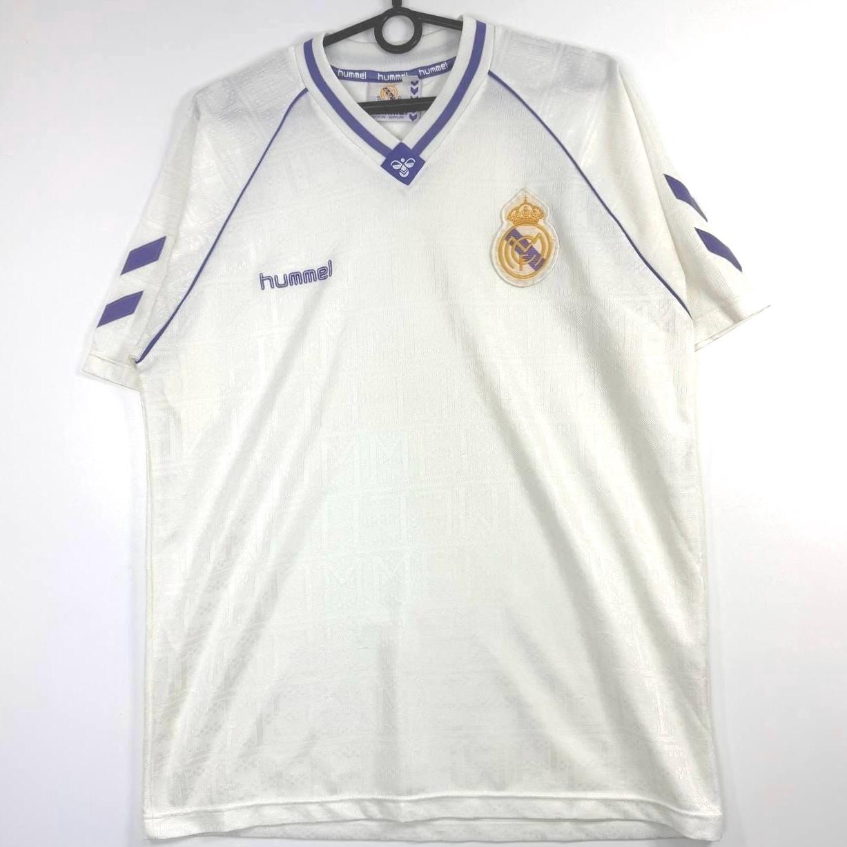 Vintage Real Madrid Hummel Jersey White Purple Football Shirt Size 