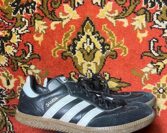 Adidas Samba Vintage Black White Leather Sneakers Made In Lithuania  US 7 / EU 40