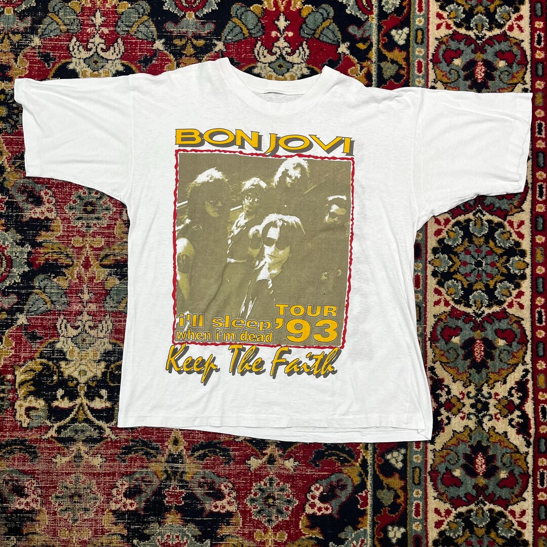 Vintage 1993 Bon Jovi Tour T-shirt Keep the Faith I'll Sleep Size