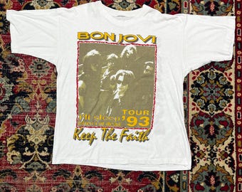 Vintage 1993 Bon Jovi Tour T-shirt Keep the Faith I'll Sleep Size