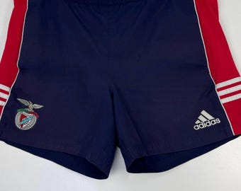 Vintage 90s Adidas SL Benfica Football Soccer Shorts Blue Red Mens Size M