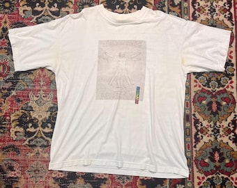 Vintage Da Vinci Vitruvian Man T-Shirt Size XL