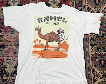 Vintage 90s Funny Camel Graphic T-Shirt  Parody Tee Size M