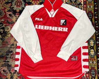 Camiseta vintage Fila Team Sports Liebherr Milinković #10 firmada, color rojo, talla M.