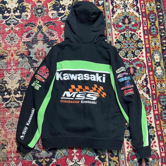 Vintage Kawasaki Racing Hoodie MSS Colchester Official Team Jacket